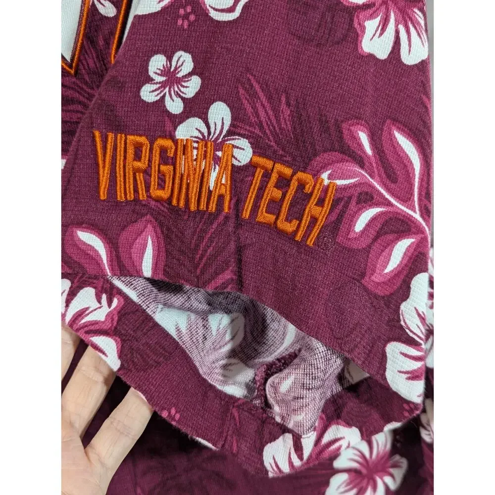 VT Hokies Vintage Maroon Hawaiian Button Up Shirt 2XL Chiliwear Embroidered - Picture 3 of 6